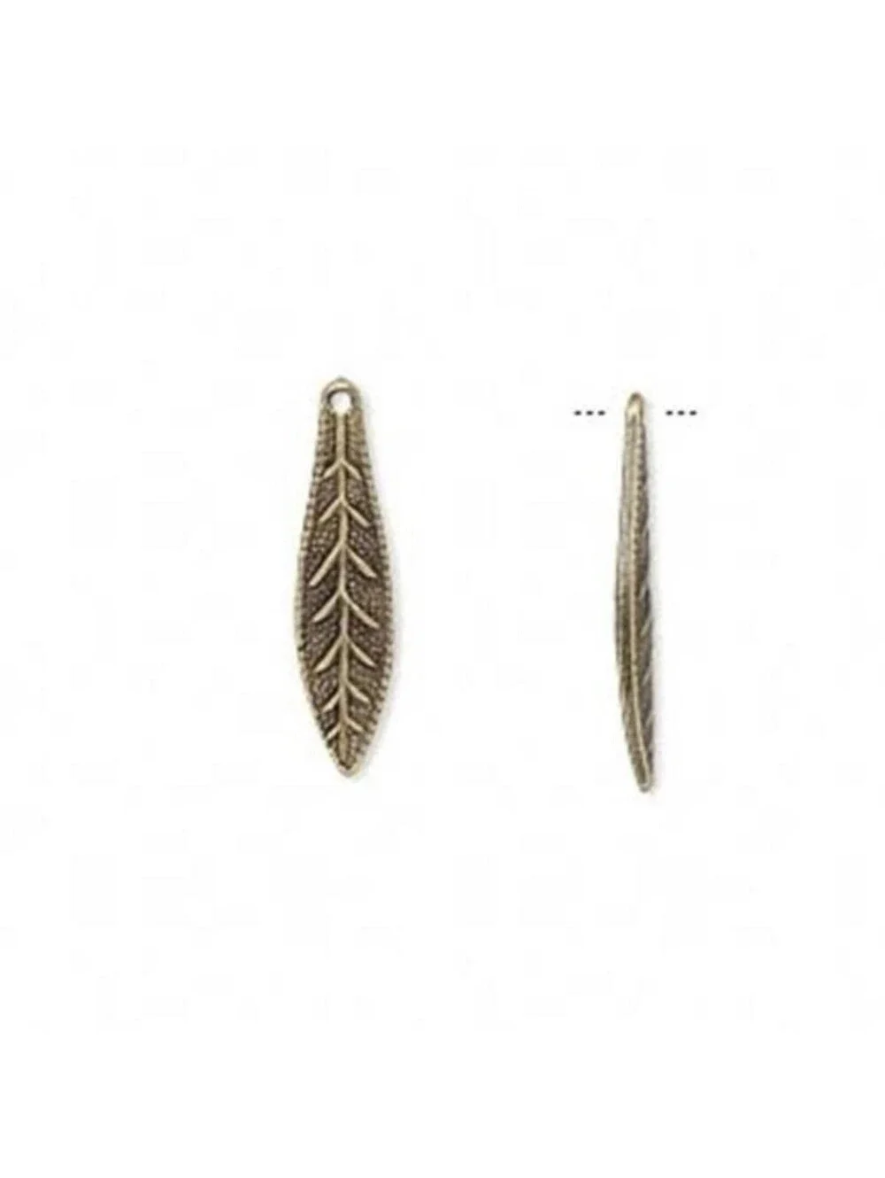 Antiqued Brass Pewter 19mm Puffed Leaf Drops Charms Beads 8 pcs